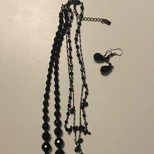 Costume jewelry lot jet bead necklaces and earrings